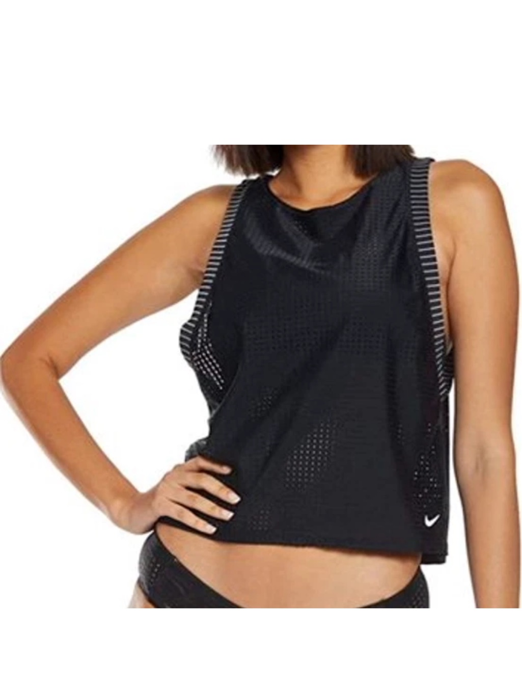 Nike Sporty Dri-Fit Cropped Tank Classis Athletic Breathable Mesh Stretch $86